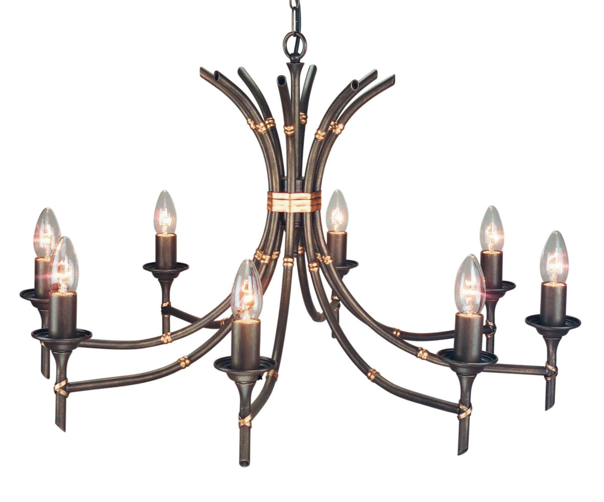 ELSTEAD BAMBOO BB8 BRZ PATINA 8Lt Chandelier/Semi-Flush