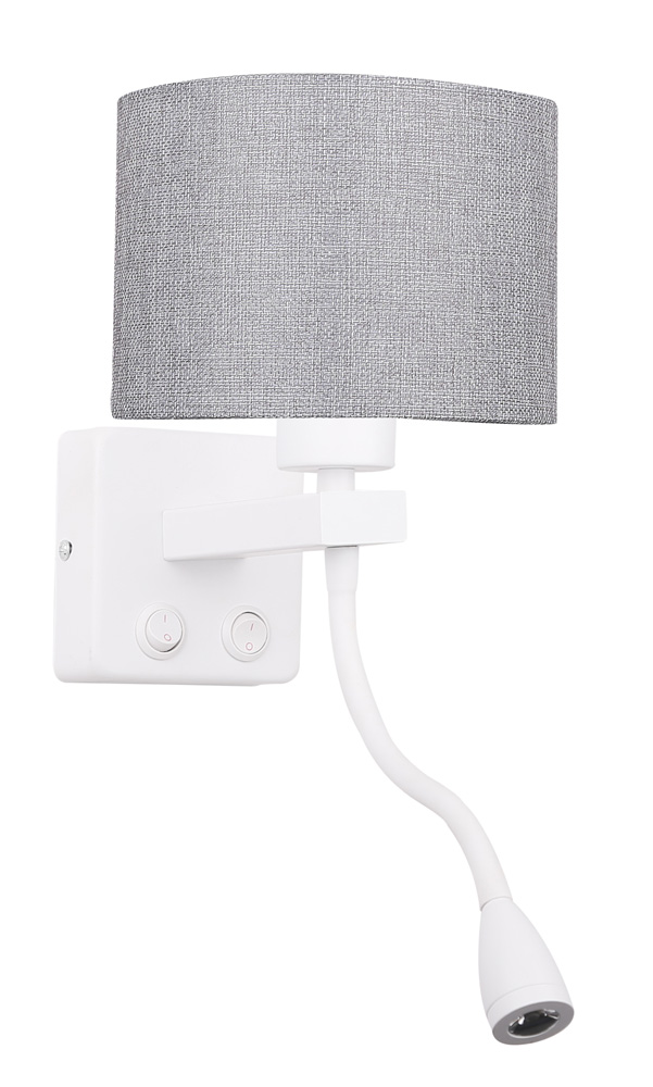 CANDELLUX 21-75383 POLO KINKIET 1X40W E27 + 2W LED BIAŁY ABAŻ. OKRĄGŁY SZARY