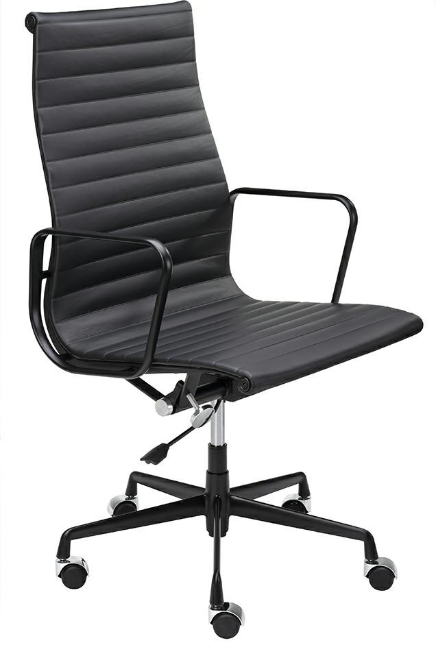 King Home A022.BLACKL Fotel biurowy AERON PRESTIGE PLUS czarny - skóra naturalna, aluminium