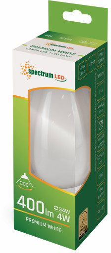 SPECTRUMLED 14069 Żarówka LED ŚWIECOWA E-14 230V 4W COG WW MILKY SPECTRUM