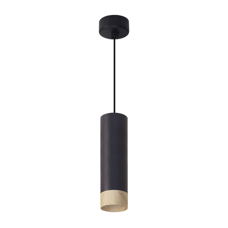 CANDELLUX 31-28419 Conti lampa wisząca czarny 1x15W GU10 klosz czarny+drewniany