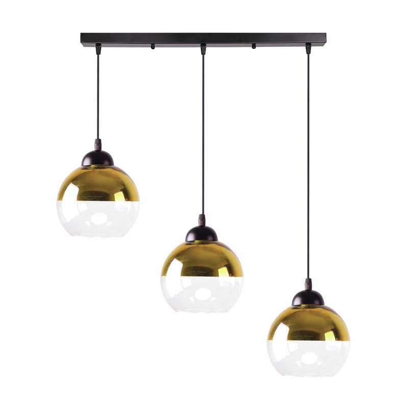 CANDELLUX 33-21250 CONTESSA LAMPA WISZĄCA CZARNY 3X40 E27 KLOSZ ZŁOTY