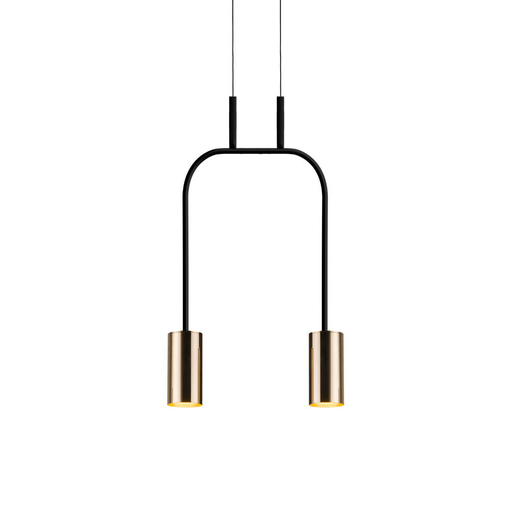ANTIGO Lampa wisząca Vai 2 Krótka - Mosiądz polerowany-czarna (305 mm) 8841