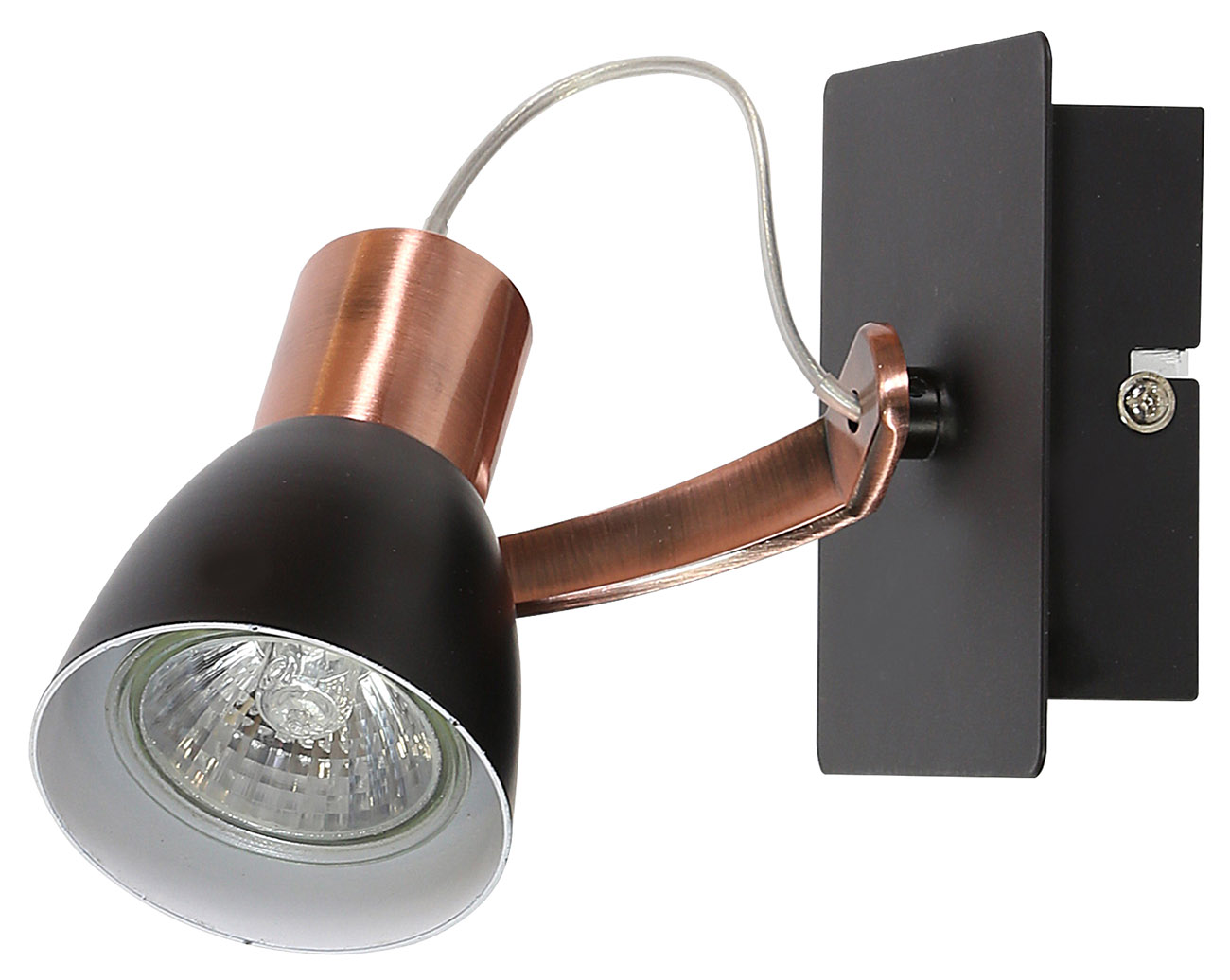 CANDELLUX 91-35554-M MARKUS LAMPA KINKIET 1X50W GU10 CZARNY+MIEDZIANY BEZ ŻARÓWKI