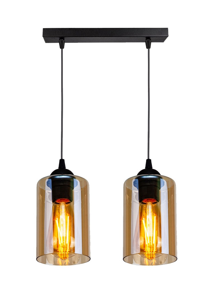CANDELLUX 32-00538 BISTRO LAMPA WISZĄCA CZARNY 2X40W E27 KLOSZ BRĄZOWY