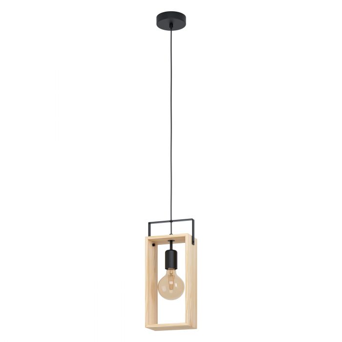 EGLO 43413 LAMPA FAMBOROUGH OPRAWA WISZĄCA HL/1 E27 SCHWARZ/HOLZ FAMBOROUGH
