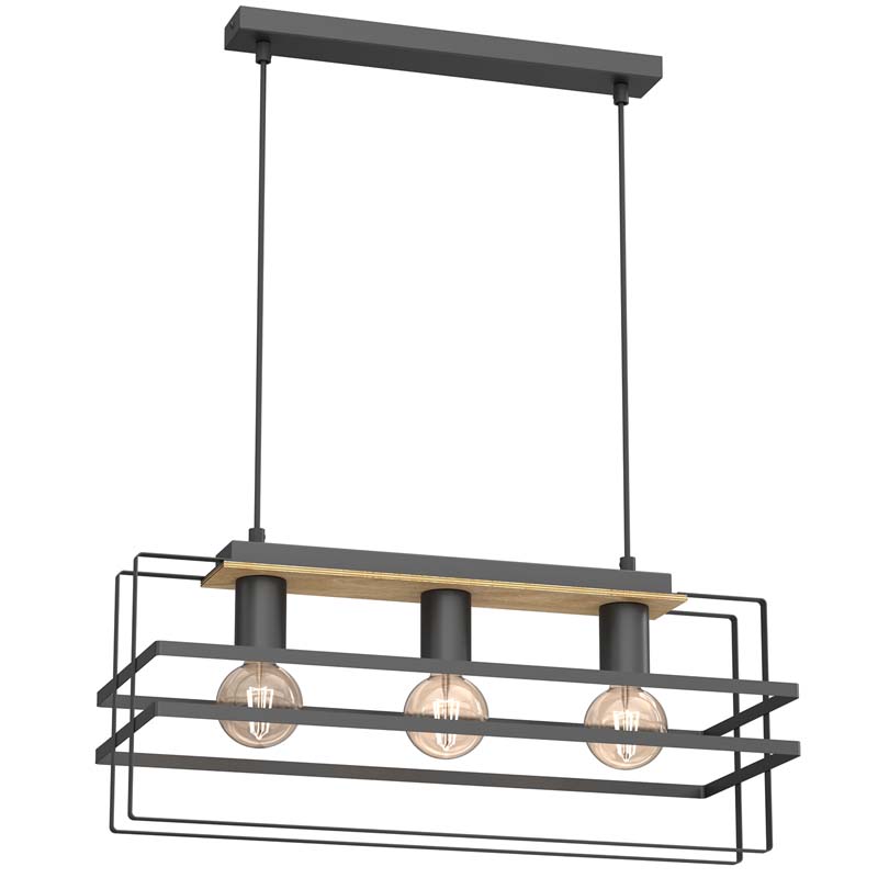 LUMINEX 4454 żyrandol Kortez black/wood 3xE27