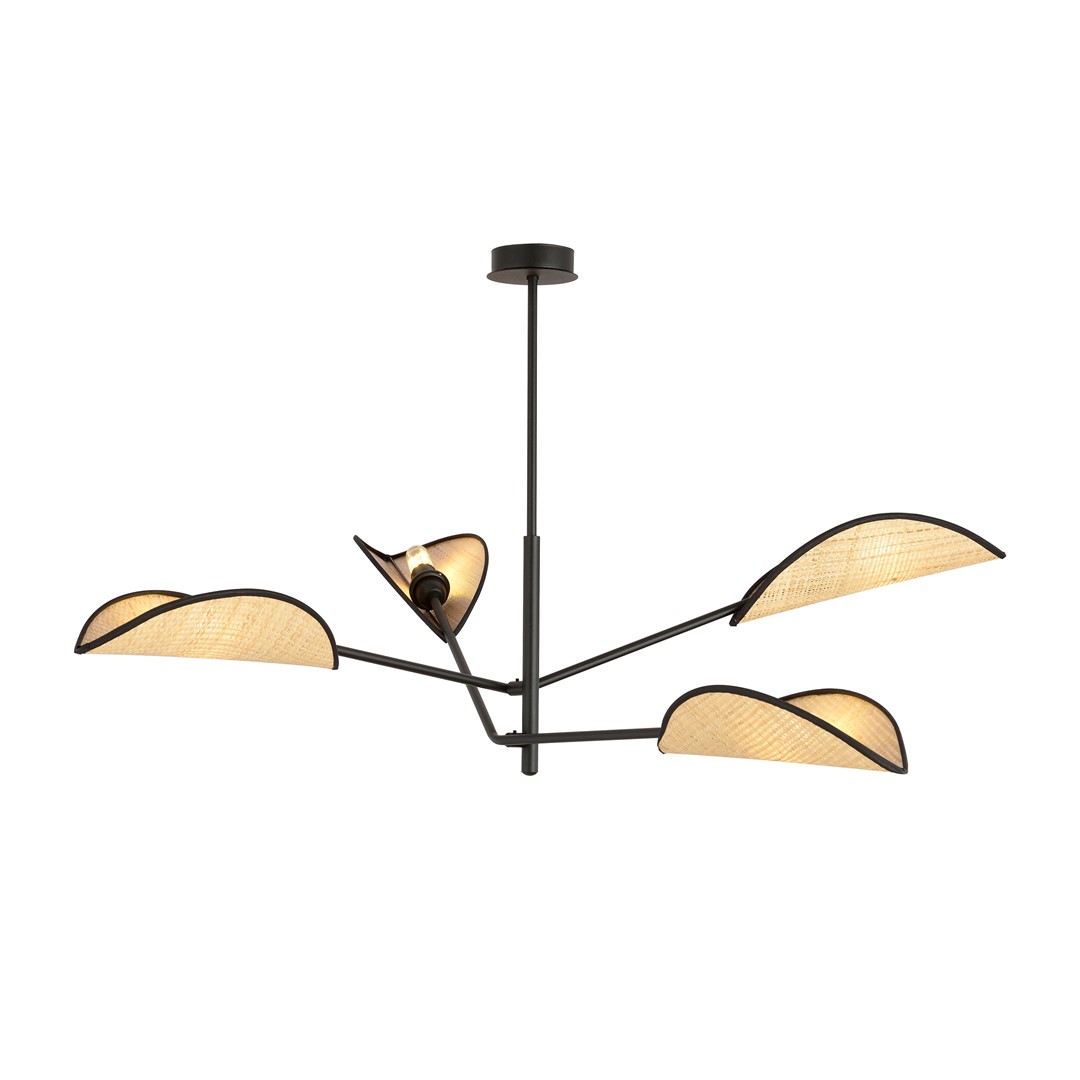 EMIBIG 1160/4 LAMPA SUFITOWA VENE 4 BLACK/RATTAN