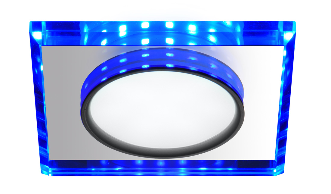 CANDELLUX 2263892 SSP-22 CH/TR+BL 8W LED 230V RING LED NIEBIESKI oczko sufitowe lampa sufitowa STAŁA KWADRATOWA SZKŁO TRANSPARENTNE