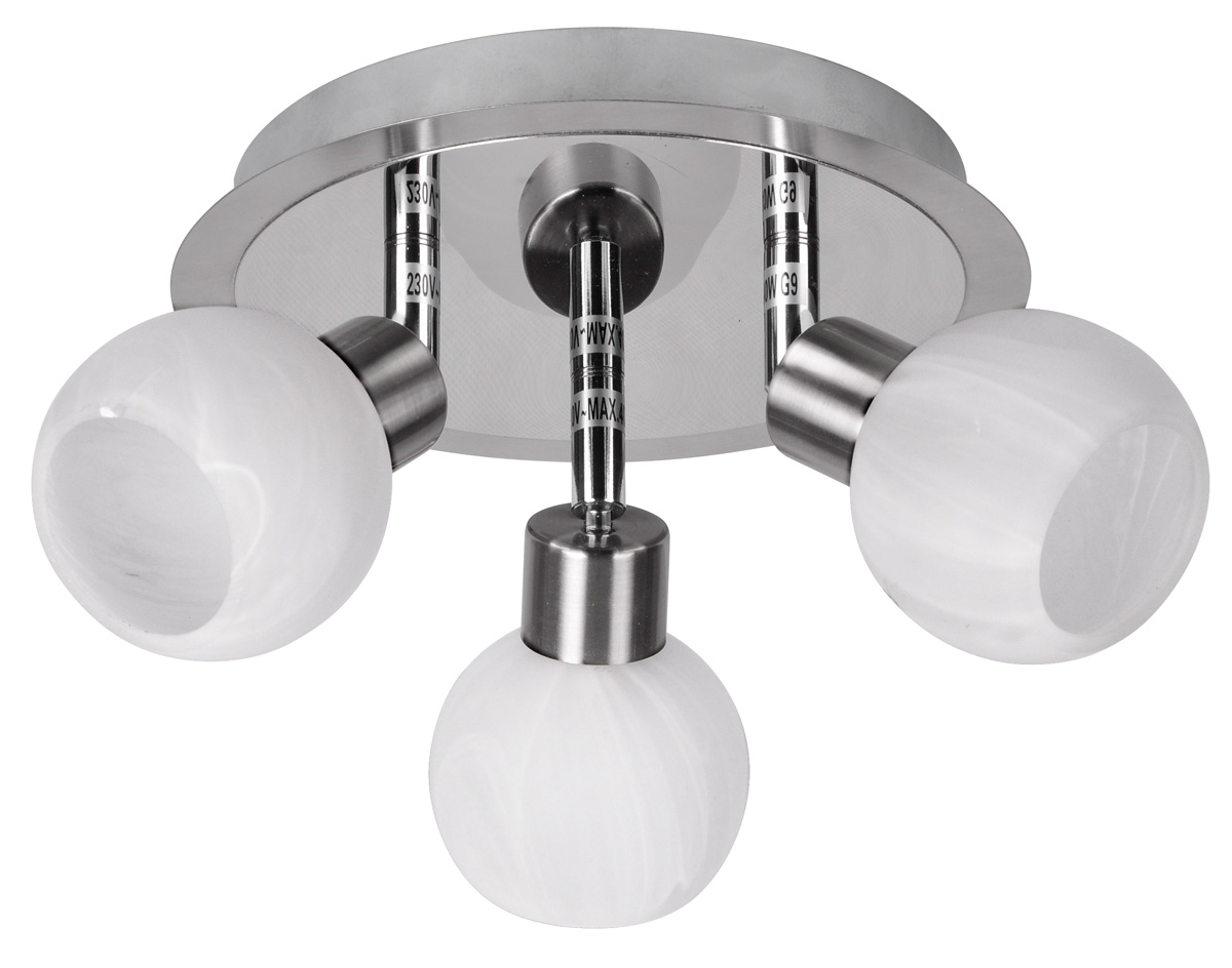 CANDELLUX 98-07025 ALABASTER PLAFON 3X40W G9 SATYNA+CHROM