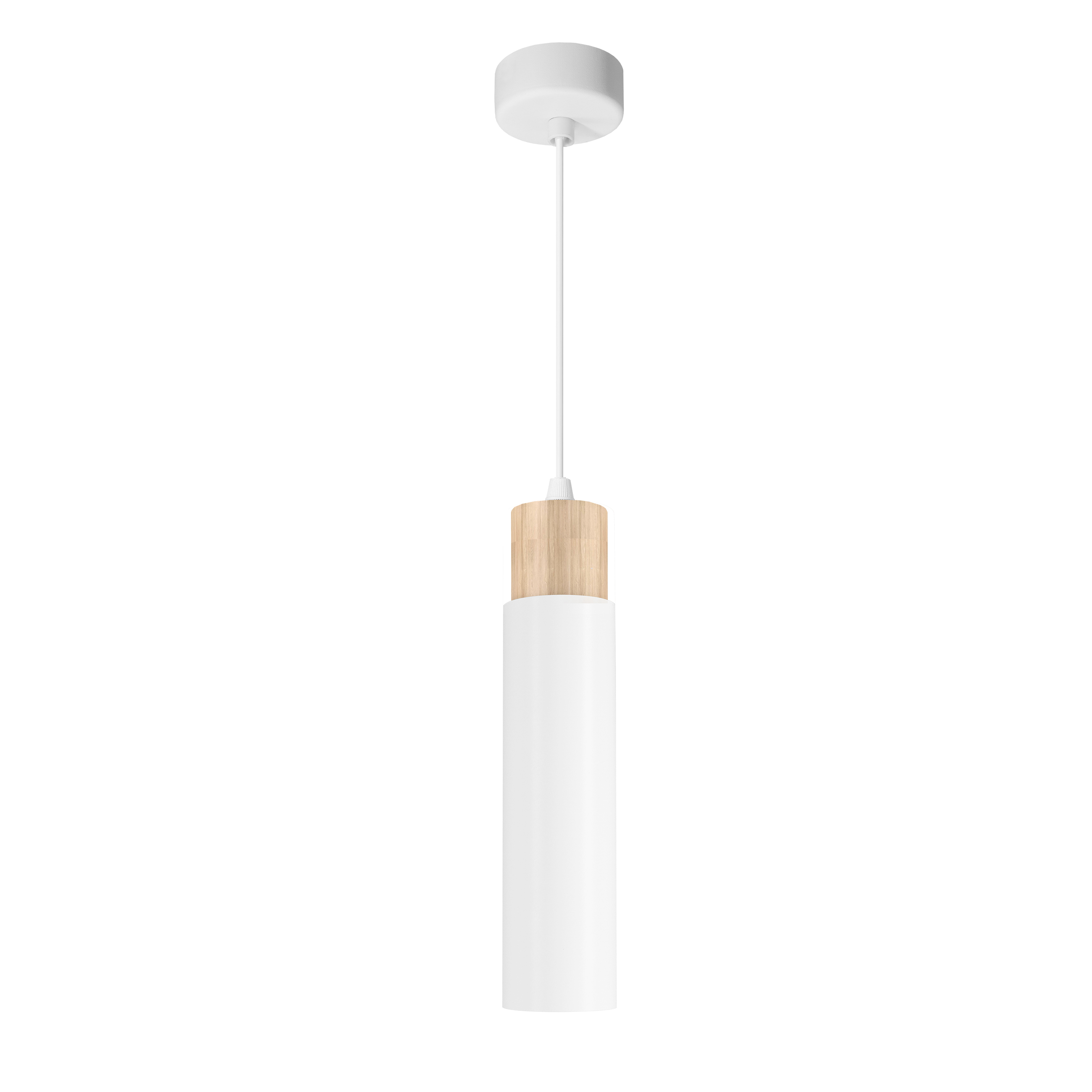 CANDELLUX 31-27764 Claro lampa wisząca biały 1x15W GU10 klosz biały+drewniany