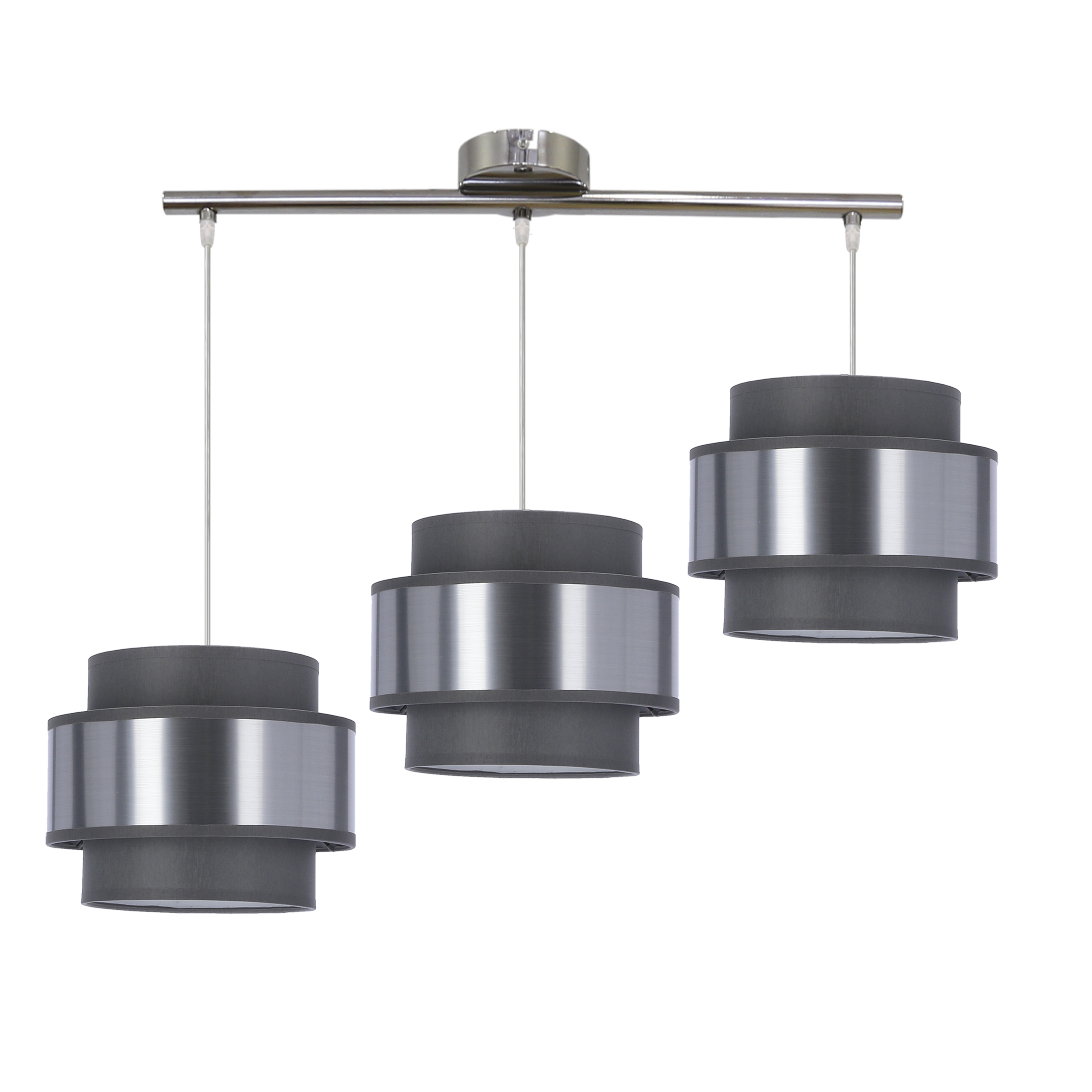 CANDELLUX 33-18502 HARE LAMPA WISZĄCA CHROMOWY 3X60W E27 ABAŻUR SZARY+SREBRNY