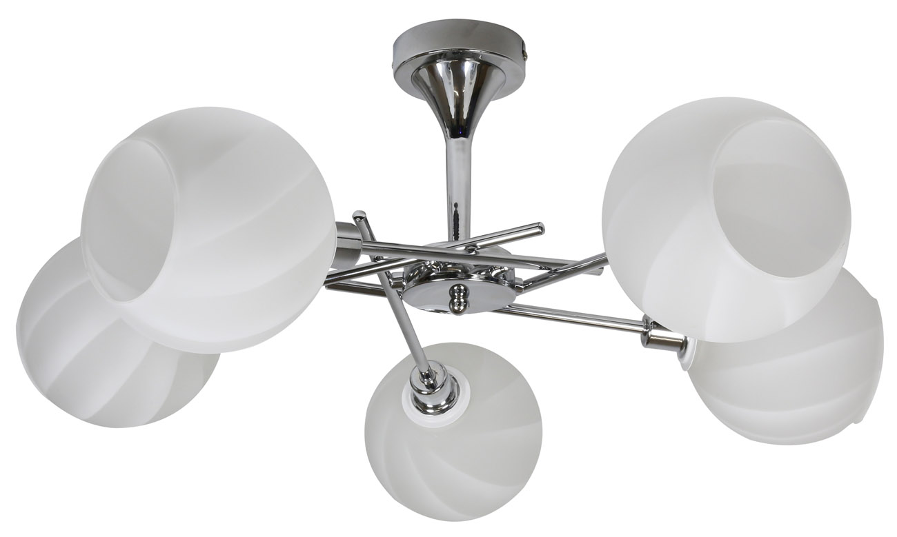 CANDELLUX 35-72269 RAUL LAMPA WISZĄCA 5X40W E14 CHROM KLOSZ BIAŁY