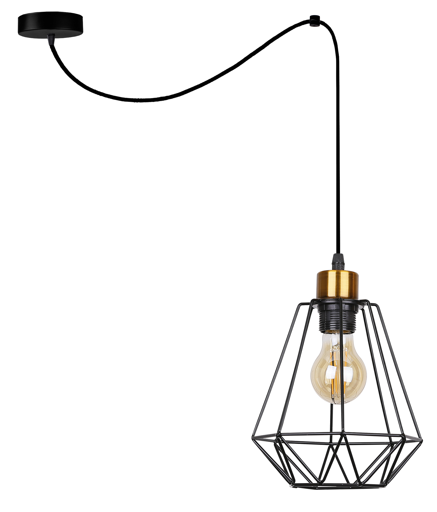 CANDELLUX 31-06165 PRIMO P LAMPA WISZĄCA CZARNY+ZŁOTY 1X60W E27 KLOSZ CZARNY