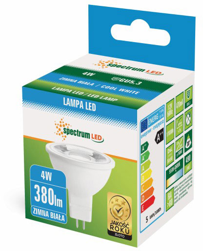 SPECTRUMLED 14097 Żarówka LED MR16 12V 4W SMD 38 st CW z soczewką SPECTRUM