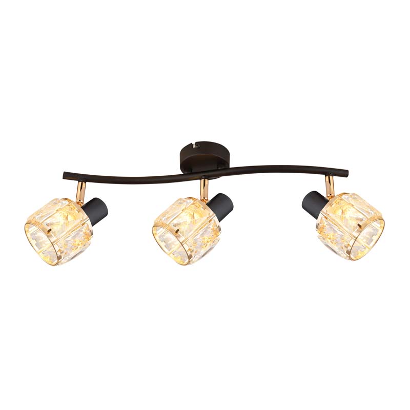CANDELLUX 93-30191 Dubai lampa sufitowa listwa czarny 3x40W E14 klosz różowy złoty kryszt transp