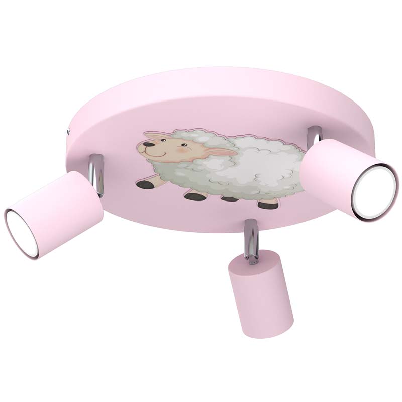 LUMINEX 9334 spot Fun Sheep pink plate dia 300, 3xGU10