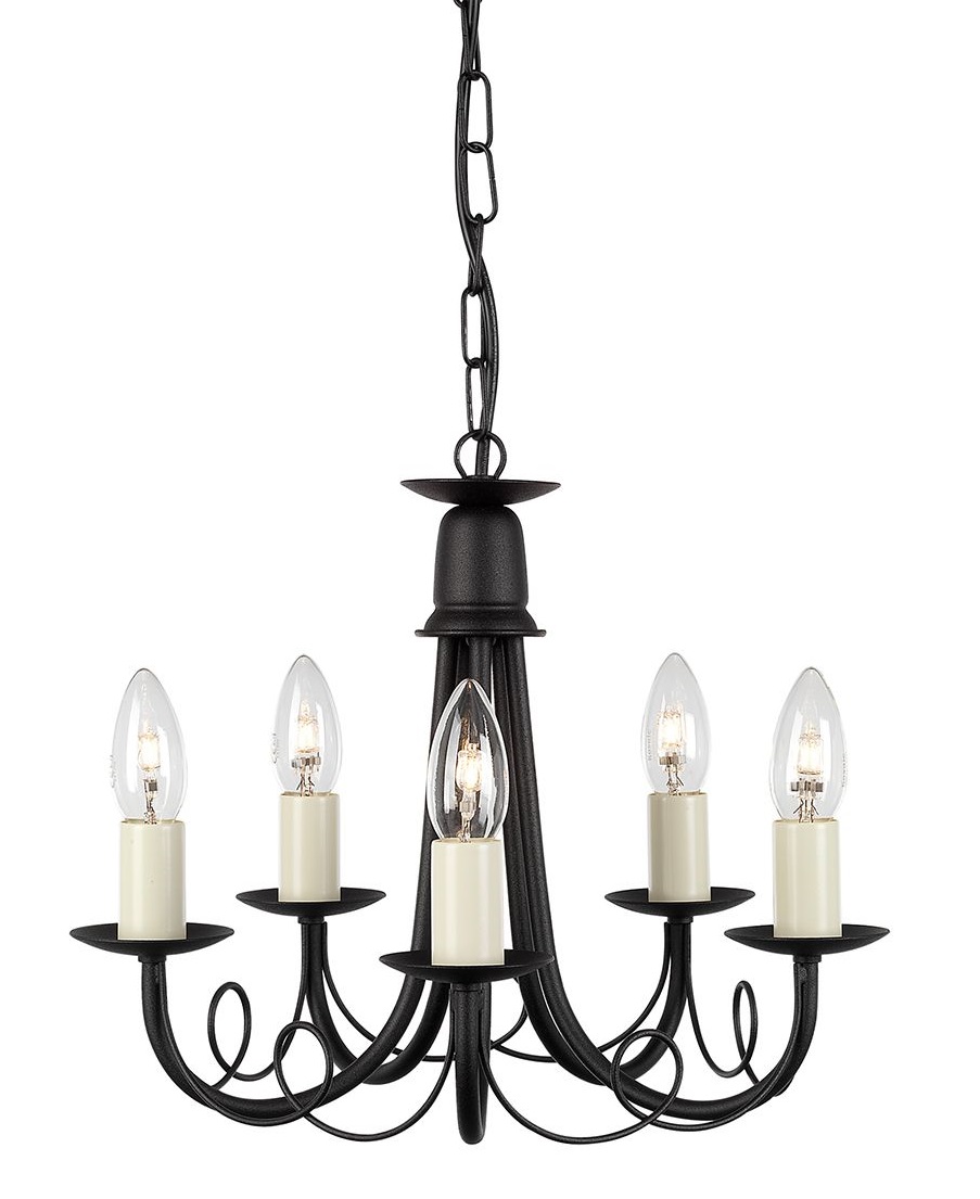 ELSTEAD MINSTER MN5 BLACK 5Lt Chandelier/Semi-Flush
