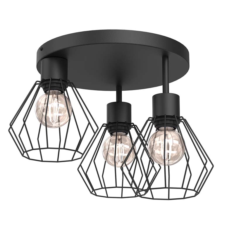 LUMINEX 9852 plafon Parkla basket black 3xE27