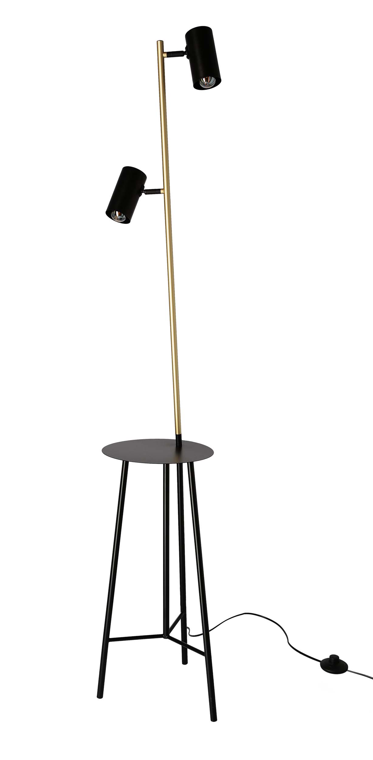 CANDELLUX 52-00019 PERRET LAMPA PODŁOGOWA CZARNY+ZŁOTY MATOWY 2X15W GU10 KLOSZ CZARNY