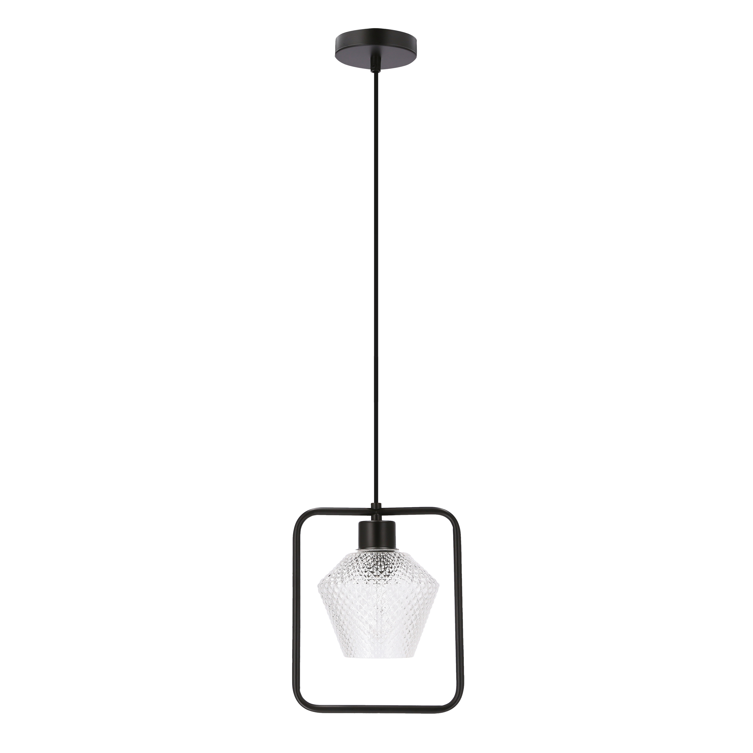 CANDELLUX 31-26842 NIKO LAMPA WISZĄCA CZARNY 1X40W E27 KLOSZ BEZBARWNY KARBOWANY