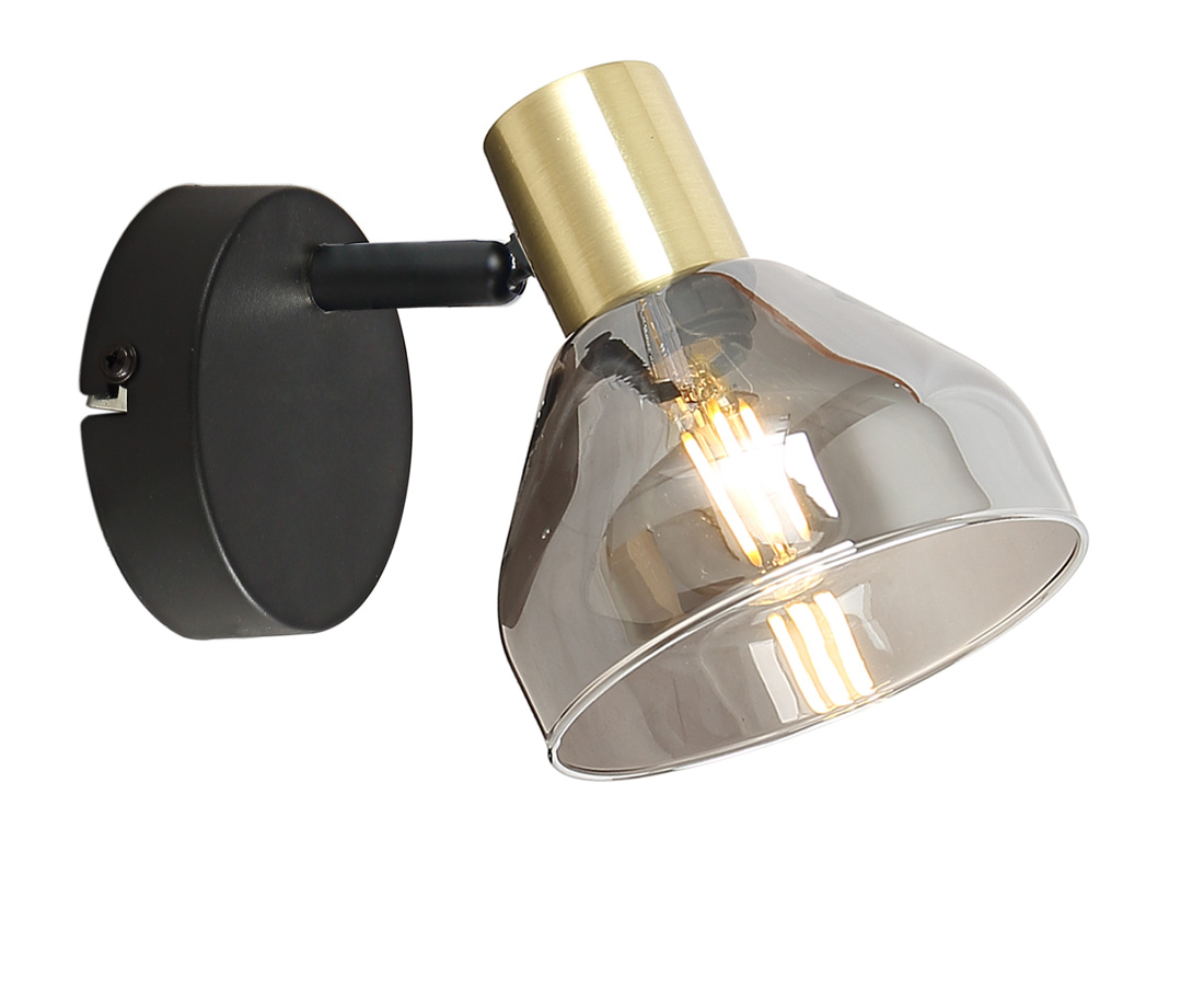 CANDELLUX 21-76724 LAMPA GREGORY KINKIET CZARNY BRĄZ 1X40W E14 KLOSZ DYMIONY
