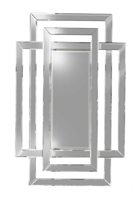 ARTEHOME AHJZ0198 Lustro prostokątne Zita 80/120cm w stylu glamour z ramą w kształcie przeplatających się lustrzanych prostokątów