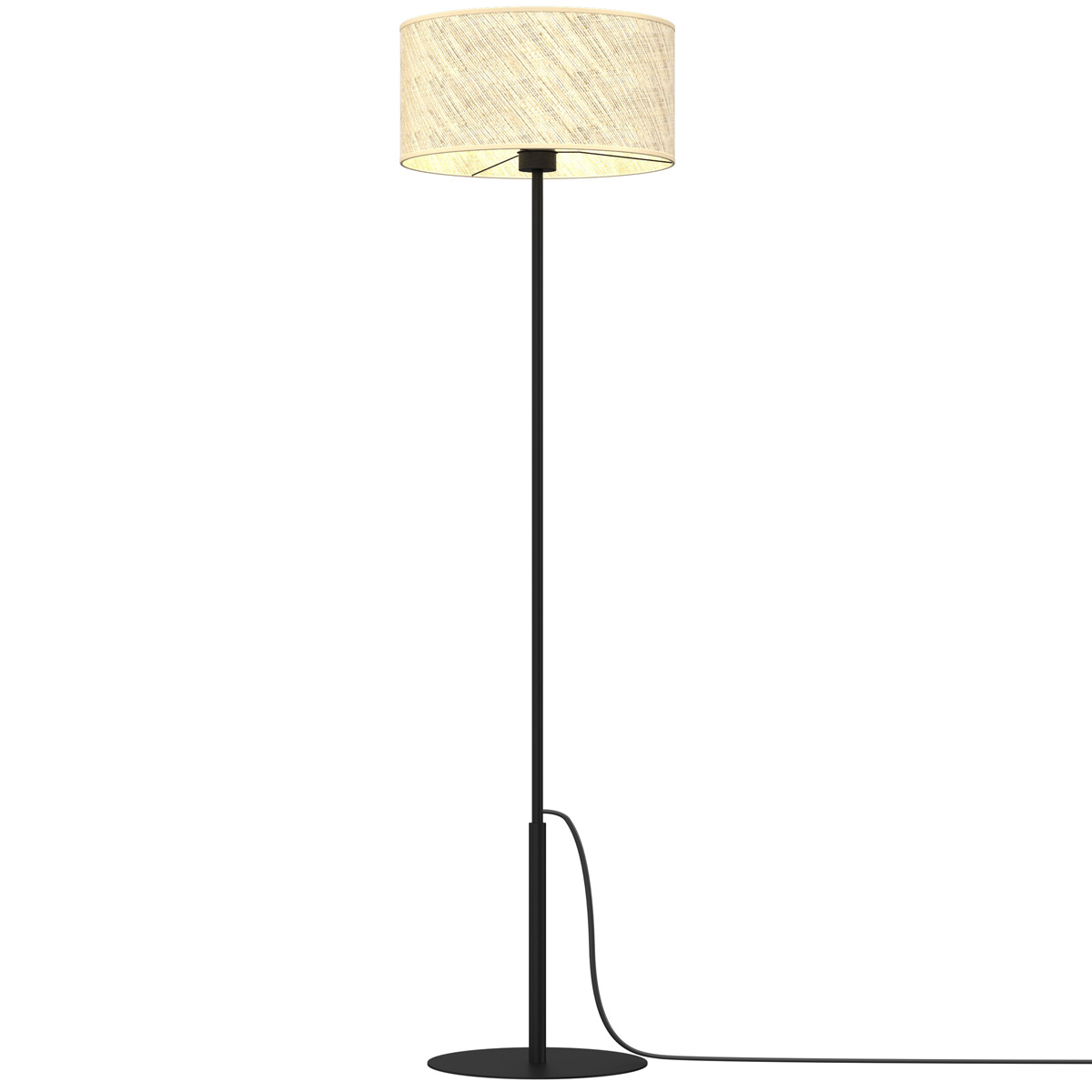 LUMINEX 5286 oprawa przenośna Rattan lampa podłogowa czarny ecru