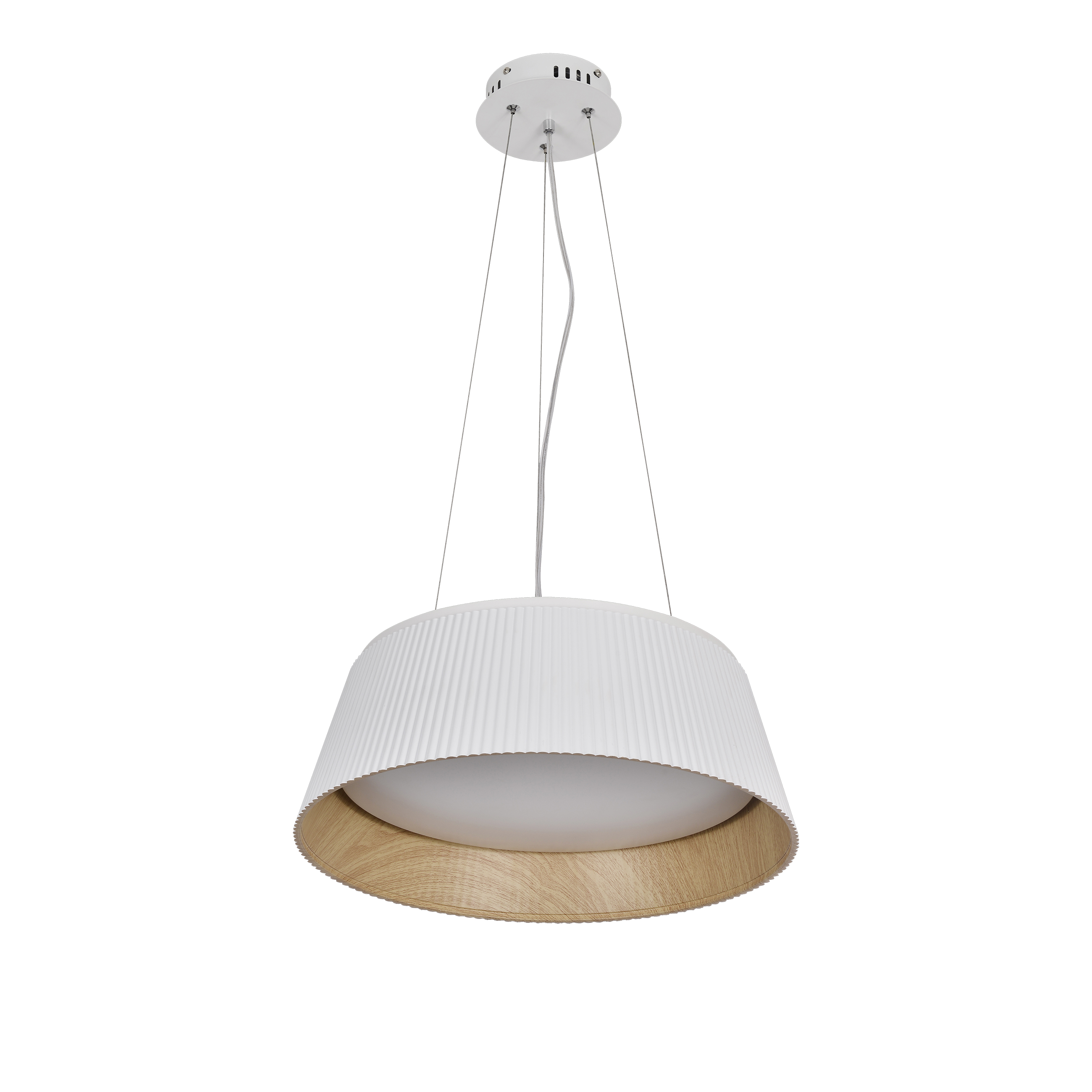 CANDELLUX 31-24176 UMBRIA LAMPA WISZĄCA BIAŁO DREWNIANA 1X24W LED KLOSZ BIAŁY