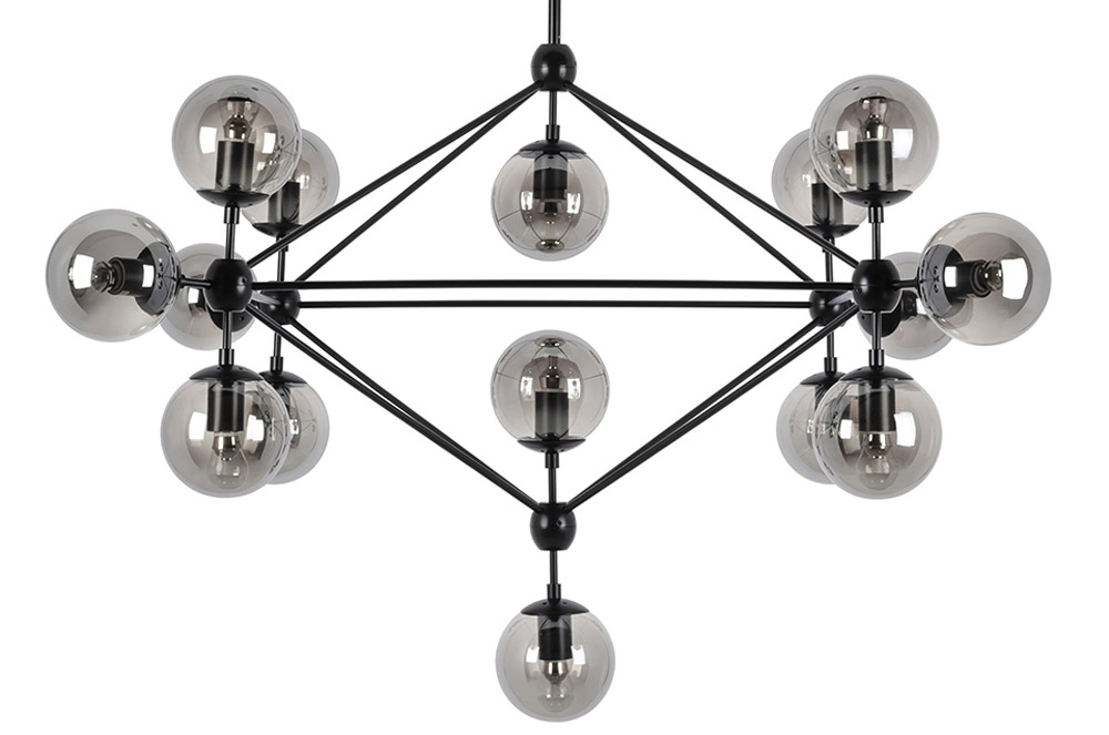 King Home MD10230-15 Lampa wisząca PLANETARIO 15 czarna - klosze dymione