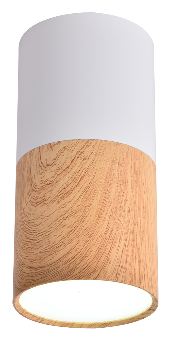 CANDELLUX 2273655 LAMPA SUFITOWA TUBA 1X50W GU10 DREWNIANY+BIAŁY ŚR. 5,8 CM