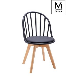 Modesto Design PW801.BLACK MODESTO krzesło ALBERT czarne - polipropylen, ekoskóra, drewno bukowe