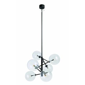 MARKSLOJD 107748 ANDREW lampa wisząca 6L Black/Clear