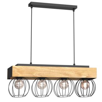 LUMINEX 1641 żyrandol Menton black/natural wood 4xE27