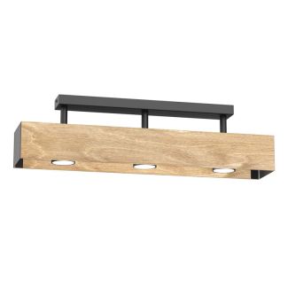 LUMINEX 1642 plafon Maison black/natural wood 3xGU10