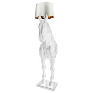 King Home JB001L.WHITE Lampa podłogowa KOŃ HORSE STAND M biała - włókno szklane