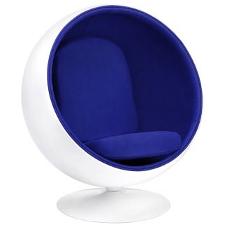 King Home JH-066.BLUE Fotel BALL biało-niebieski - włókno szklane, wełna