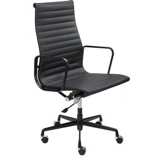 King Home A022.BLACKL Fotel biurowy AERON PRESTIGE PLUS czarny - skóra naturalna, aluminium