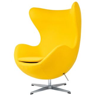 King Home JH-026.ZOLTY.36 Fotel EGG CLASSIC żółty słoneczny.36 - wełna, podstawa aluminiowa