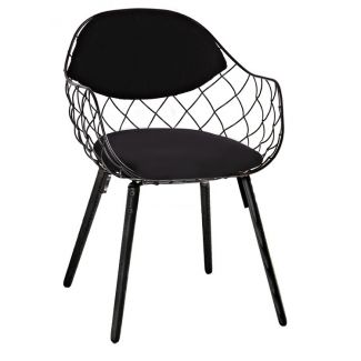 King Home 180-DMT.BLACK Krzesło DEMON czarne - metal, ekoskóra, podstawa drewniana