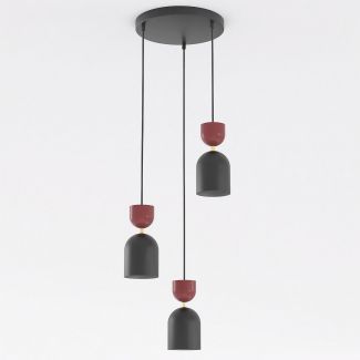 EMIBIG 1737/3PREM GAUDI 3PREM BLACK BURGUNDY Lampa wisząca