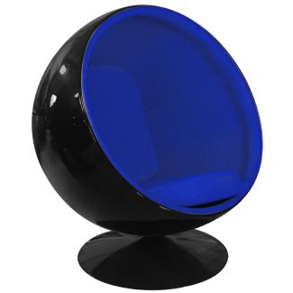 King Home JH-066.BLACK.BLUE Fotel BALL BLACK niebieski
