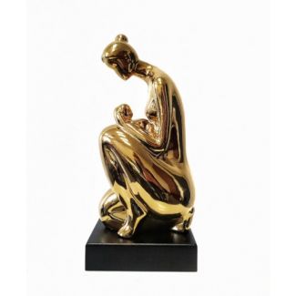 HOME DECORATION G4063 FIGURKA CERAMICZNA MOTHER AND BABY GOLD 33 CM ID-1206