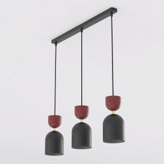 EMIBIG 1737/3B GAUDI 3 BLACK BURGUNDY Lampa wisząca