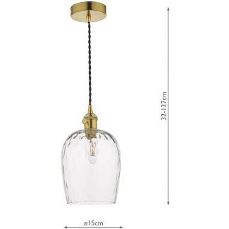 DAR HAD0140-03 HADANO 1LT SUSPENSION BRASS WITH CLEAR DIMPLED SHD