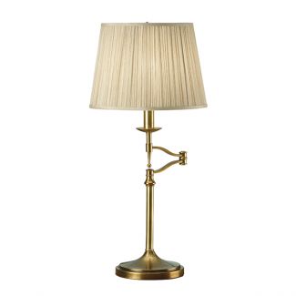 INTERIORS 1900 63649 Stanford antique brass swing arm table & beige shade 60W Indoor
