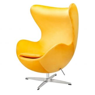 King Home JH-026.YELLOW.24 Fotel EGG CLASSIC VELVET żółty - welur, podstawa aluminiowa