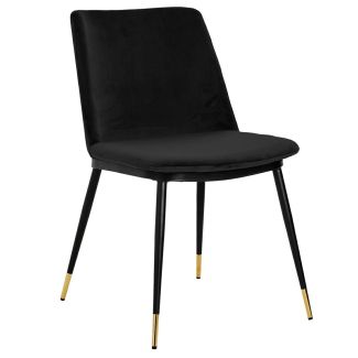 King Home KH1201100122.BLACK Krzesło DIEGO czarne - welur, podstawa czarno złota