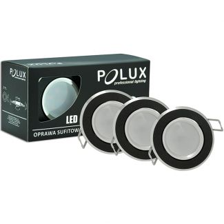 Polux 305251 Oprawki podtynkowe LED SUN OLAL-IO84WWB2-250 alum 3in1 okragle czarne szczorkowane trójpak
