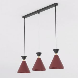 EMIBIG 1740/3 KLEVER 3 BURGUNDY BLACK Lampa wisząca